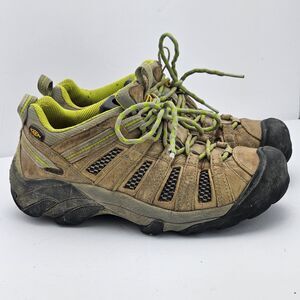 Keen Shoe Women's 7 Brown Yellow Suede Lace Up Outdoor Hiking Sneakers